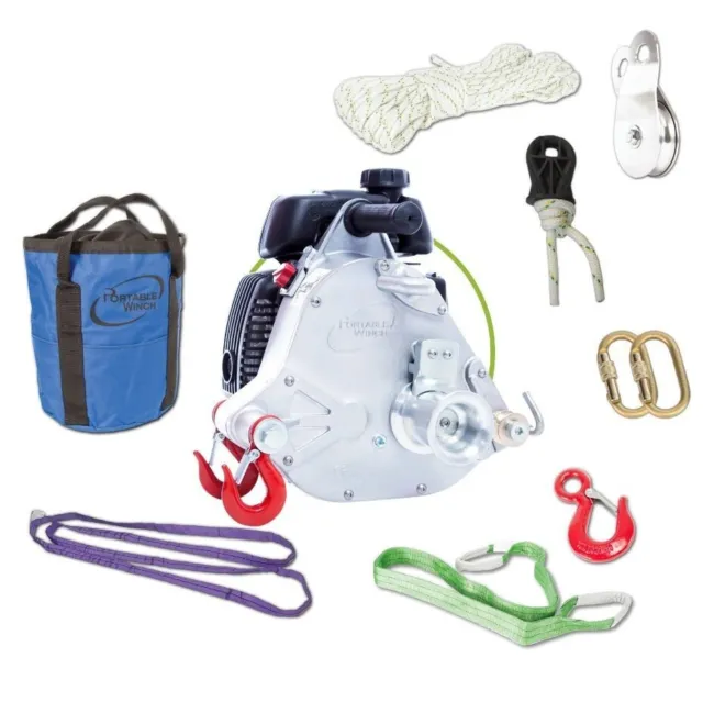 Portable Winch PCW5000-A Capstan Gas-Powered Pulling Winch Kit with Accessories