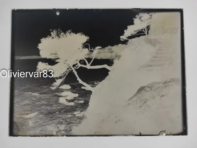 Bord de mer environs de Toulon - Lot 5 plaques de verre photo négatives 13x18 cm