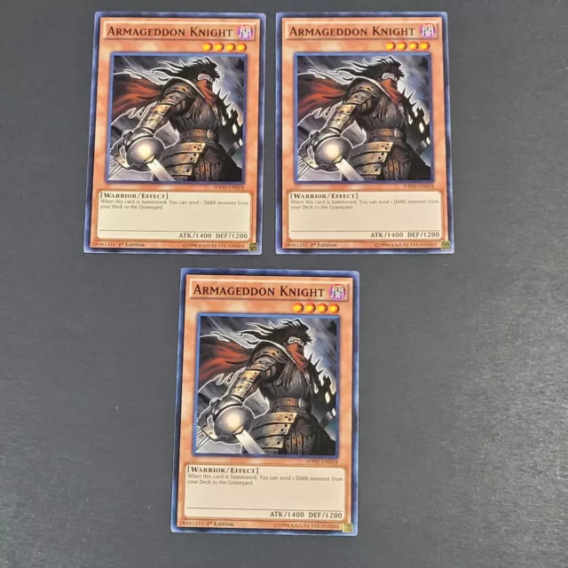 Yugioh - 3x Armageddon Knight - SDPD-EN018 - 1st Edition - LP/NM - Warrior