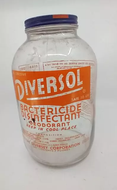 Vintage Diversey Corp. Diversol Bactericide Gallon Jar Wit Lid