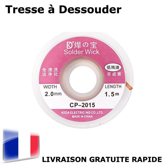 Tresse fil à Dessouder de Précision Fil de Cuivre Neuf CMS / SMD 2.0MM x 1.5 M