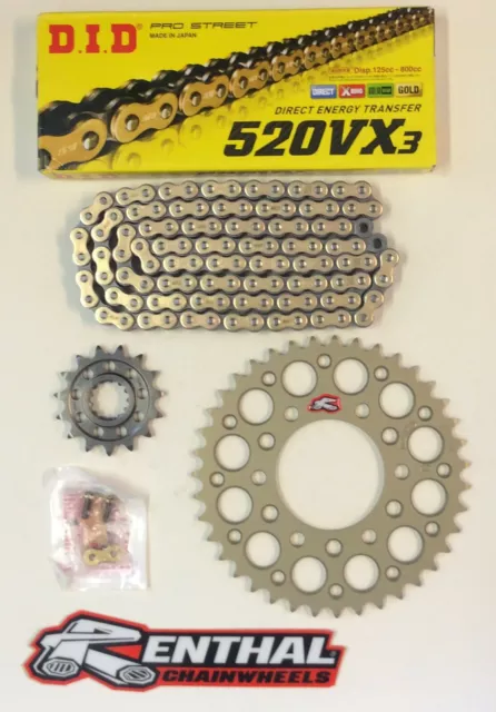 DID Gold Race 520 Pitch Chain Renthal Sprocket Kit Triumph Street Triple 675 765