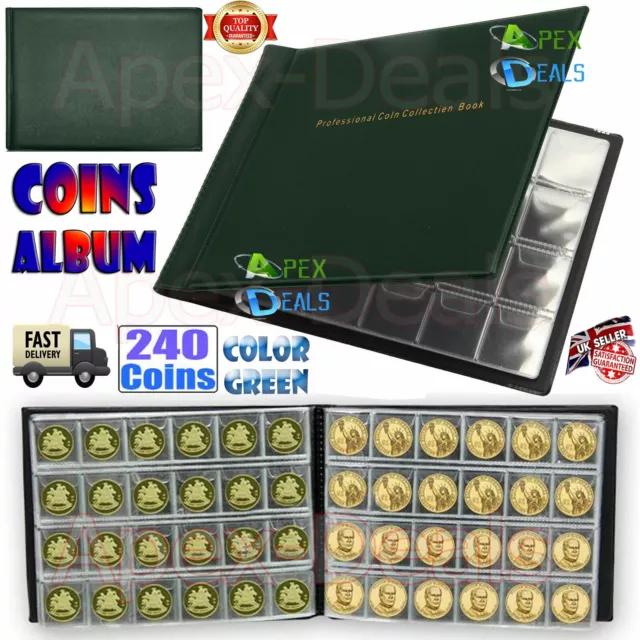 240 Coin Album Penny Money Storage Book Case Collection Collecting Holder Folder