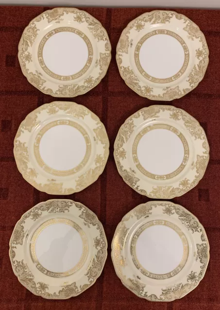 6 Noritake Floral Gilded Tea / Side Plates 7.75”