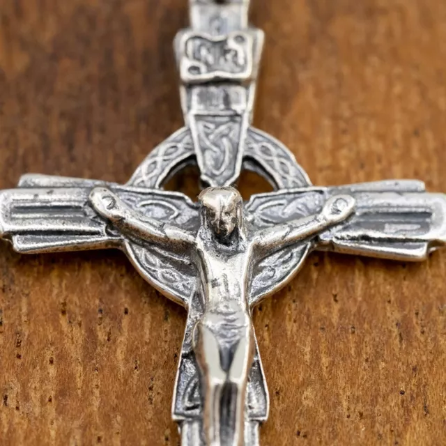 3g celtic crucifix cross Jesus Christ authentic 925 sterling silver pendant TR66