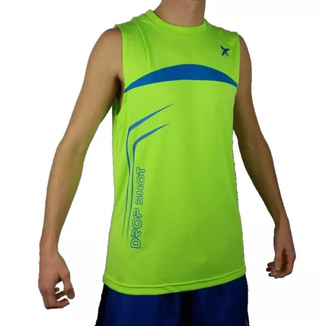 Drop Shot Camiseta de Triantes sin Mangas Hombre beach tennis Drive Verde Fluo