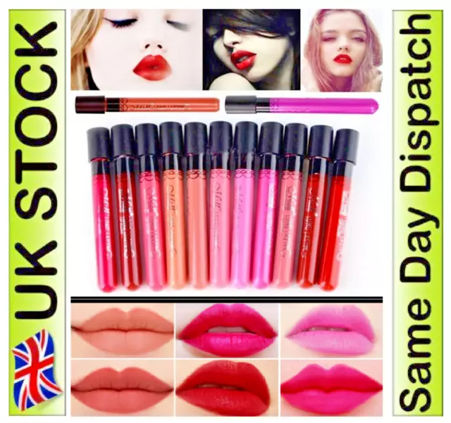 Neu Lipgloss Lippenmatt Lippenstift super langlebiges Make-up wasserdicht flüssiges Set