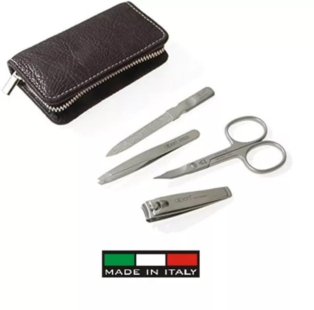 Alpen 6820R set manicure (unisex)  pelle nera 4 pz:  forbici-tagliaunghie - INOX