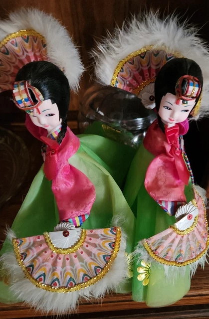 Vintage Handmade Traditional Korean Native Dolls Missing Case