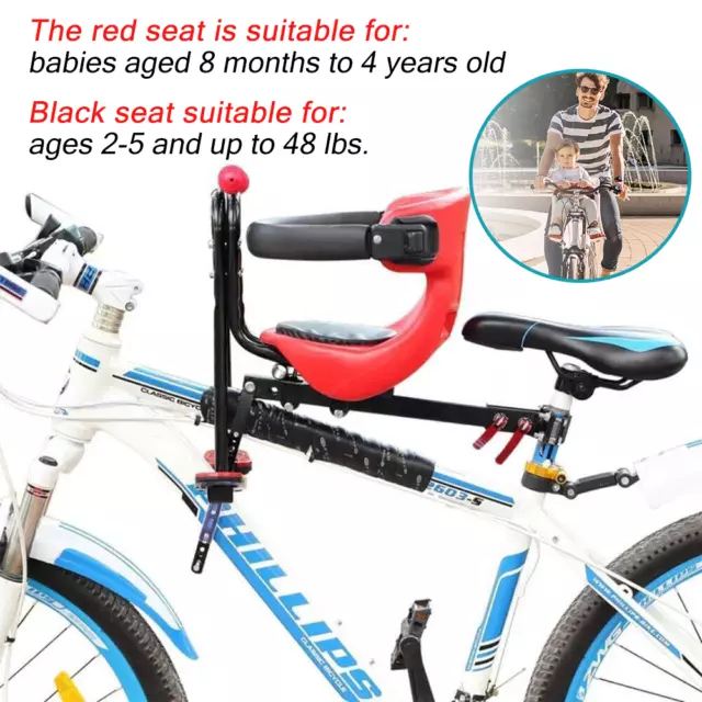 Front Mounted Child Bike Seat with Handrail Kids Seat Bicycle Detachable Armrest