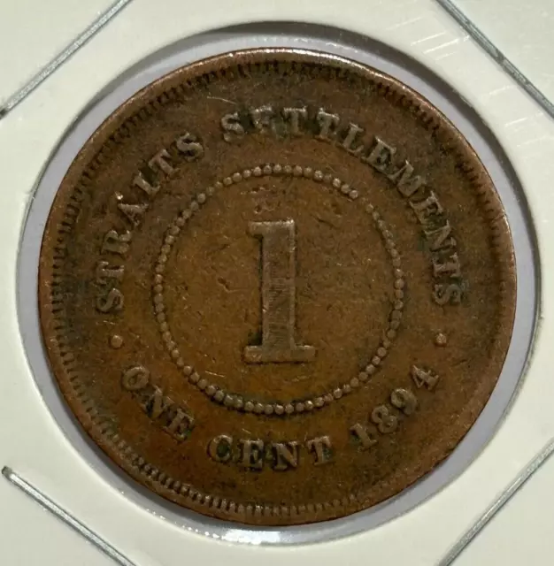 1894 Straits Settlements 1 Cent - Victoria Coin