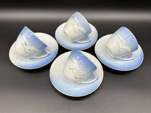 B and G Bing & Grondahl Seagull Tea Cup Saucer Sets(Set of 4) Copenhagen Denmark 3