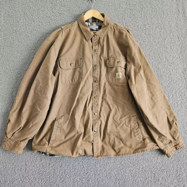 CARHARTT MENS SIZE XL Flannel Lined Canvas Shirt Jacket S96MOS Moss Green color 29.25 PicClick