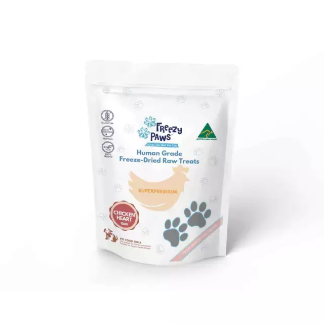 Freezy Paws Freeze-Dried Chicken Heart Raw Treats for Pet Cat Dog 100g