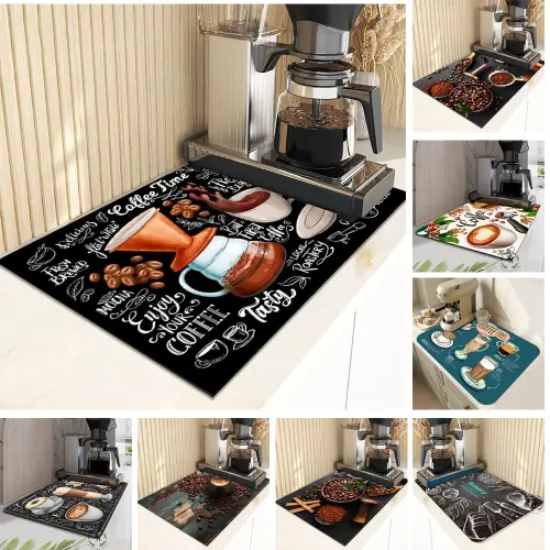 Chalkboard Coffee Countertop Pad Quick Dry Coffee Dish Cup Drying Mats Absorbent