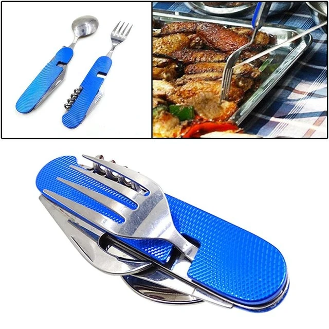 Posate Viaggio Picnic Set Posate Campeggio Acciaio Inox - 3 Pezzi Con Custodia Portatile Forchetta Coltello Cucchiaio Portatile