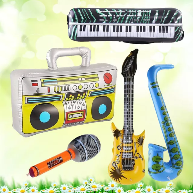 80s 90s Party Favors - Set of 5 Inflatable Microphone Toys for Kids