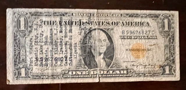 1935 A $1 North Africa Silver Certificate WWII Short Snorter Yellow Seal Fr.2306
