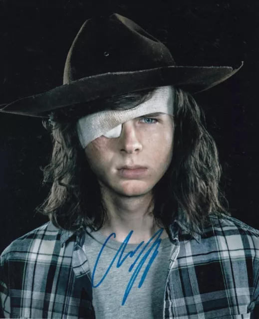 CHANDLER RIGGS signed Autogramm 20x25cm THE WALKING DEAD in Person autograph COA