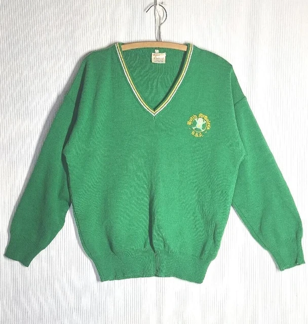Vtg 70s Green Sweater Oversize Unisex Active Clothing Ireland Butch Mcguires USA