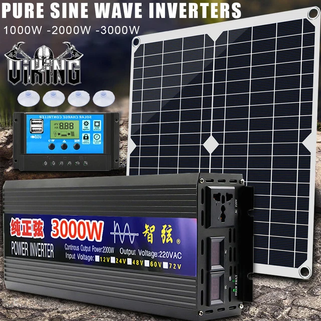 3000W Complete Solar Panel Kits Solar Power Generator 100A Home 110V Grid System