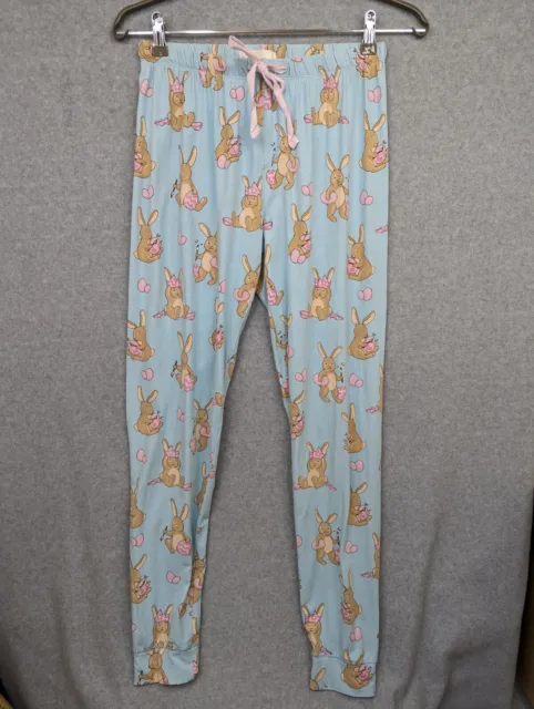 Peter Alexander Pyjama Pants Womens Small Blue Long Drawstring Waist PJs Bunnies
