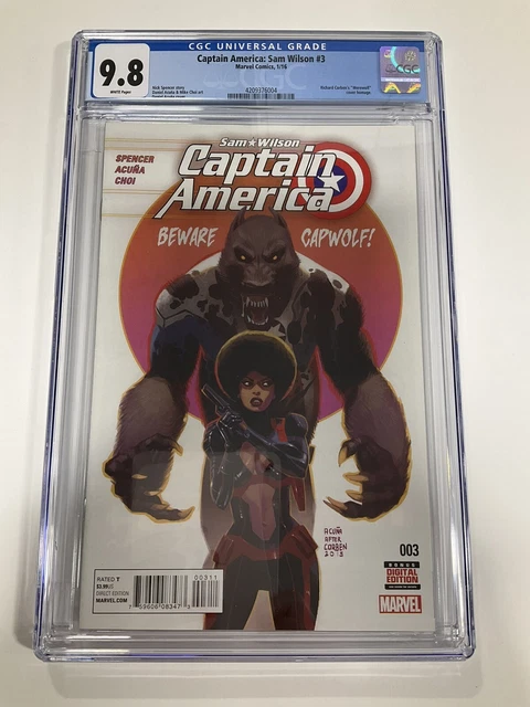 Captain America Sam Wilson 3 Cgc 9.8 White Pages Marvel 2016