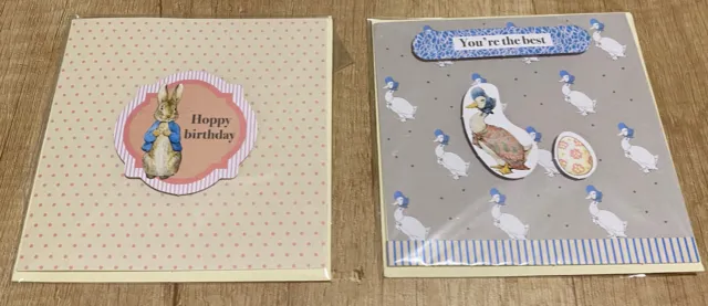 Beatrix Potter Style Peter Rabbit 2 Cards Easter Greetings Wrapped With Envelope