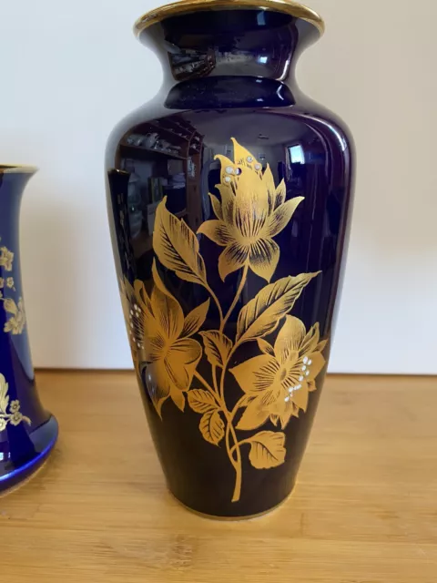 Royal KPM Porzellan Vase 23 cm echt Cobalt Goldblume 93/2