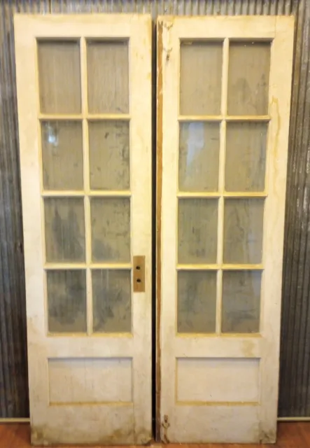 Pair of Glass 8 Pane & Wood Exterior French Doors 23 3/4" x 80"