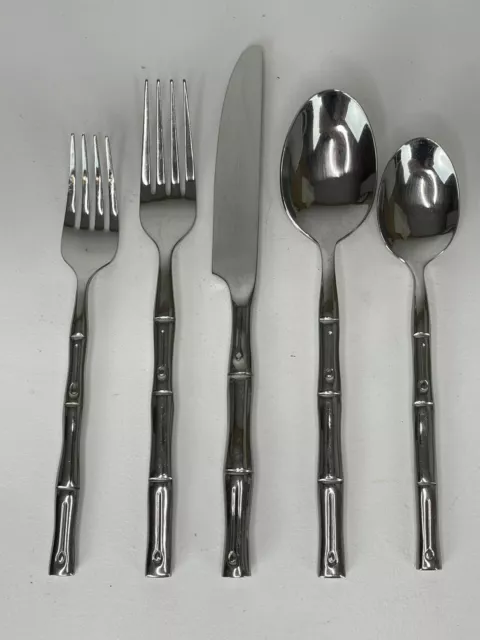 Hampton Silversmith Bamboo Stainless Flatware Complete 5 Piece Place Setting Hampton Silversmith Bamboo Stainless Flatware Complete 5 Piece Place Setting