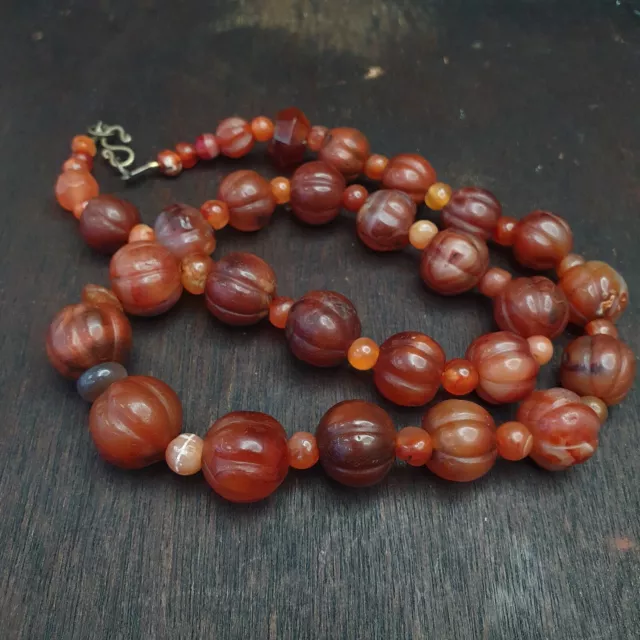 Old Ancient Indo Tibetan Carnelian Agate Beads Melon Shape Beads necklace