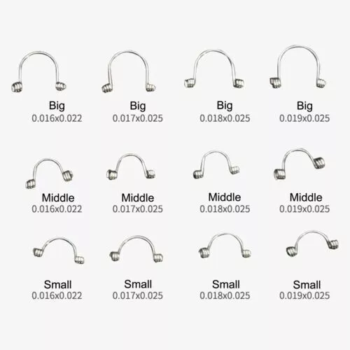 10 pcs Dental Orthodontic Anterior Tooth Torque Springs Rectangular 12 Size