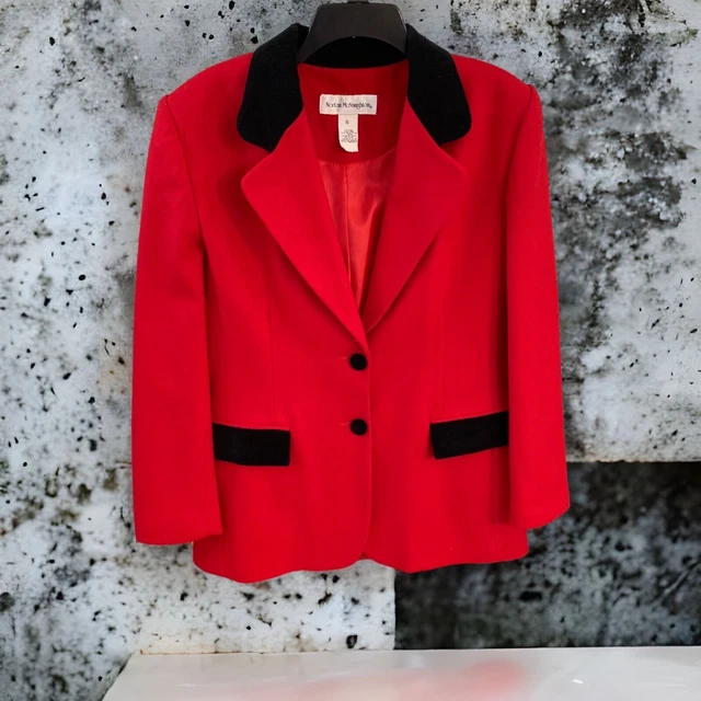 Norton McNaughton Women's 8 100% Wool 2 Button Jacket Designer Classic Red Coat