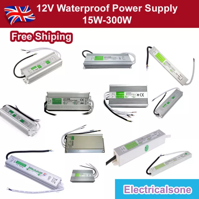 12V DC Transformer LED Driver AC 240V Waterproof Power Supply 10W-250W IP67 3