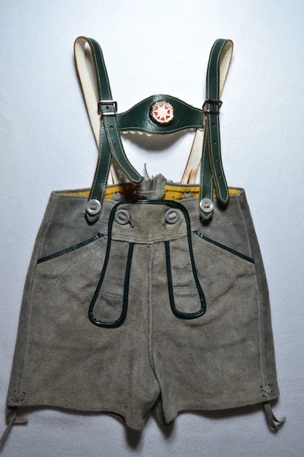 Vintage Authentic German Lederhosen Shorts Suede Leather Child SZ 4 Meas in pics