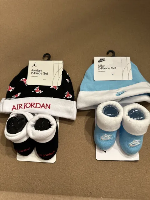 Bundle Of  2 Nike/Jordan Booties Crib  Hat And Booties Shoes Socks Baby Newborn