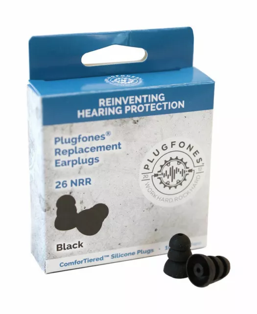 Plugfones Comfortiered 26 DB Réutilisable Silicone Rechange Oreille Prises Noir