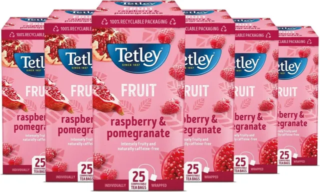 Tetley Raspberry & Pomegranate String & Tag Envelopes 6 x 25 Teabags