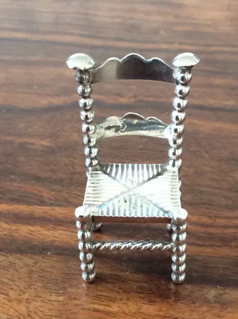 Chester 1901 & Dutch Marked Silver Miniature Carolean Chair S.b.landeck & Vgc