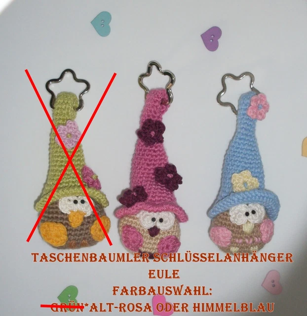 Amigurumi Schlüsselanhänger Taschenbaumler EULE Geschenk gehäkelt Handarbeit