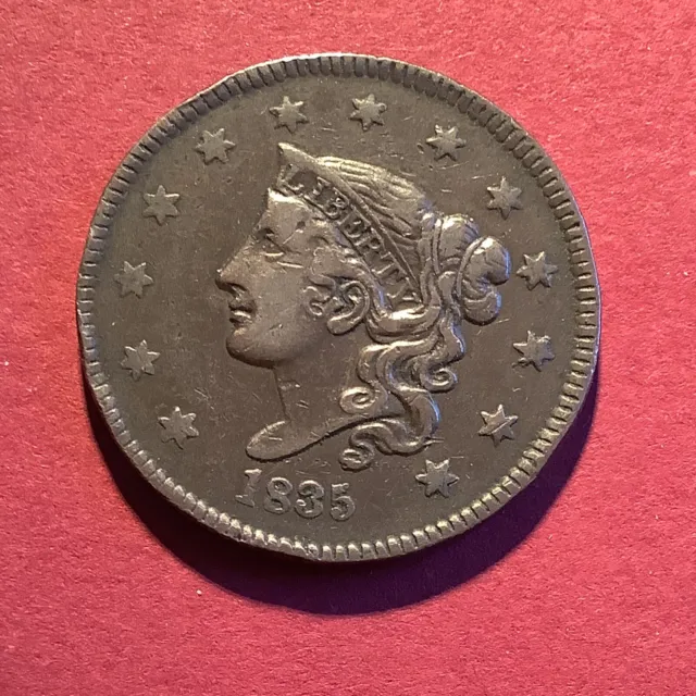 United States US USA Large One Cent 1 c Coronet 1835  AW217