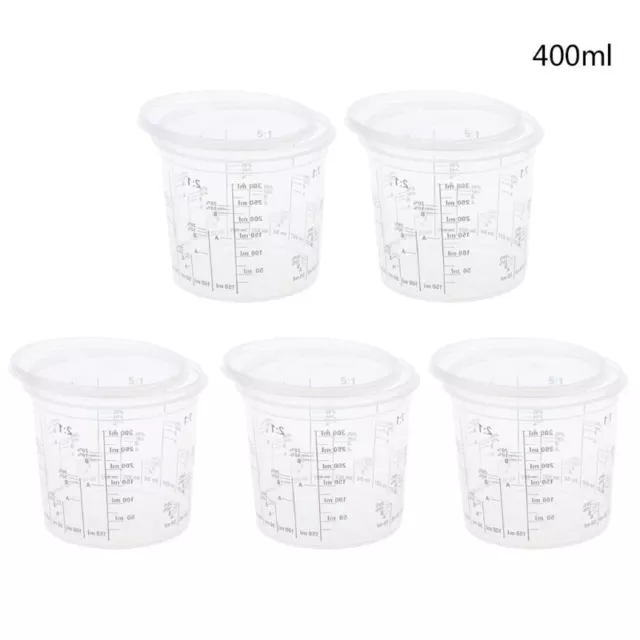 5pcs Plastic Disposable Paint Mixing Cup Measurements for Resin Epoxy Pour 400ML