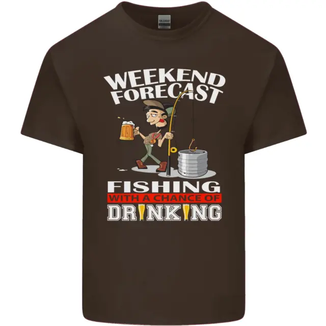 T-shirt da uomo in cotone cotone Fishing Weekend Forecast divertente 8