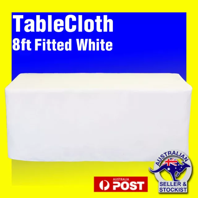 Tablecloths Wedding FITTED Rectangle Table Cloths 8ft White Event Market Trestle