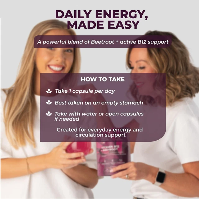 BEETROOT B12 COMPLEX 9000mg Energy Support 90 Capsules £22.99 - PicClick UK