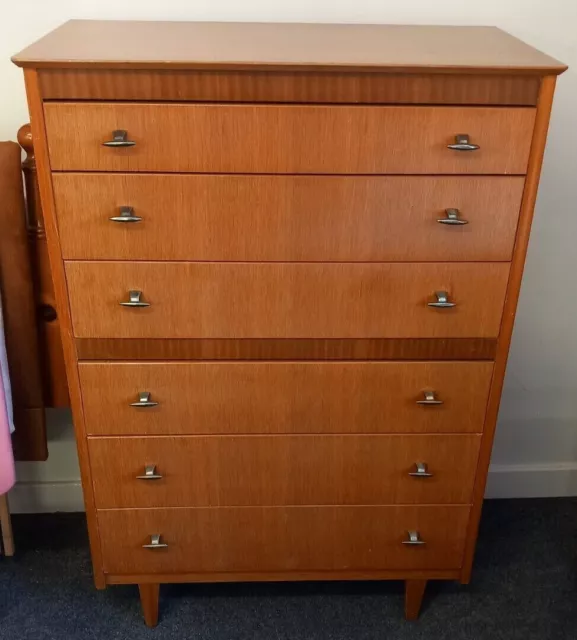 Vintage Mid-Century LEBUS 6 Drawer Tallboy/Chest.