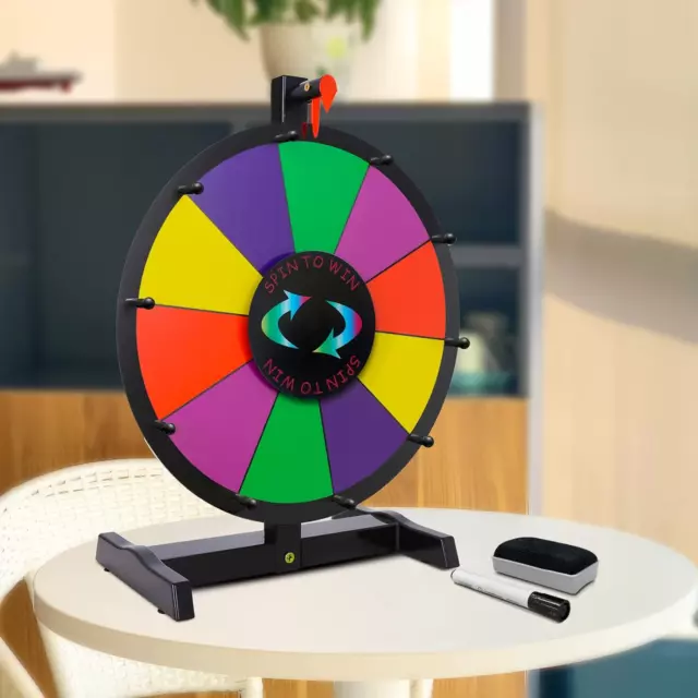 15 Inch Spinning Prize Wheel Tabletop Prize Wheel with 10 Slots Dry Erase Spinni