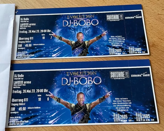 2 Karten für DJ Bobo Evolution Konzert Köln Freitag 26.05.2023