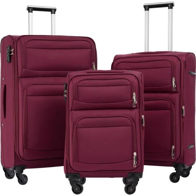 Luggage 3 Piece Set Suitcase Spinner Softshell 22in 26in 30in Business Trip Bag